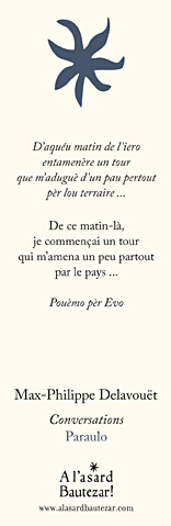 Marque-page de l'ouvrage Conversations | Max-Philippe Delavouët
