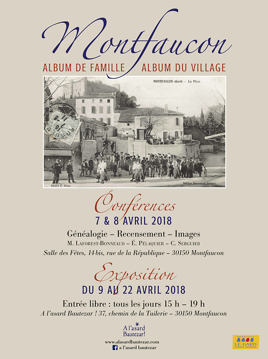 Affiche pour l'exposition "Montfaucon, album de famille, album du village"