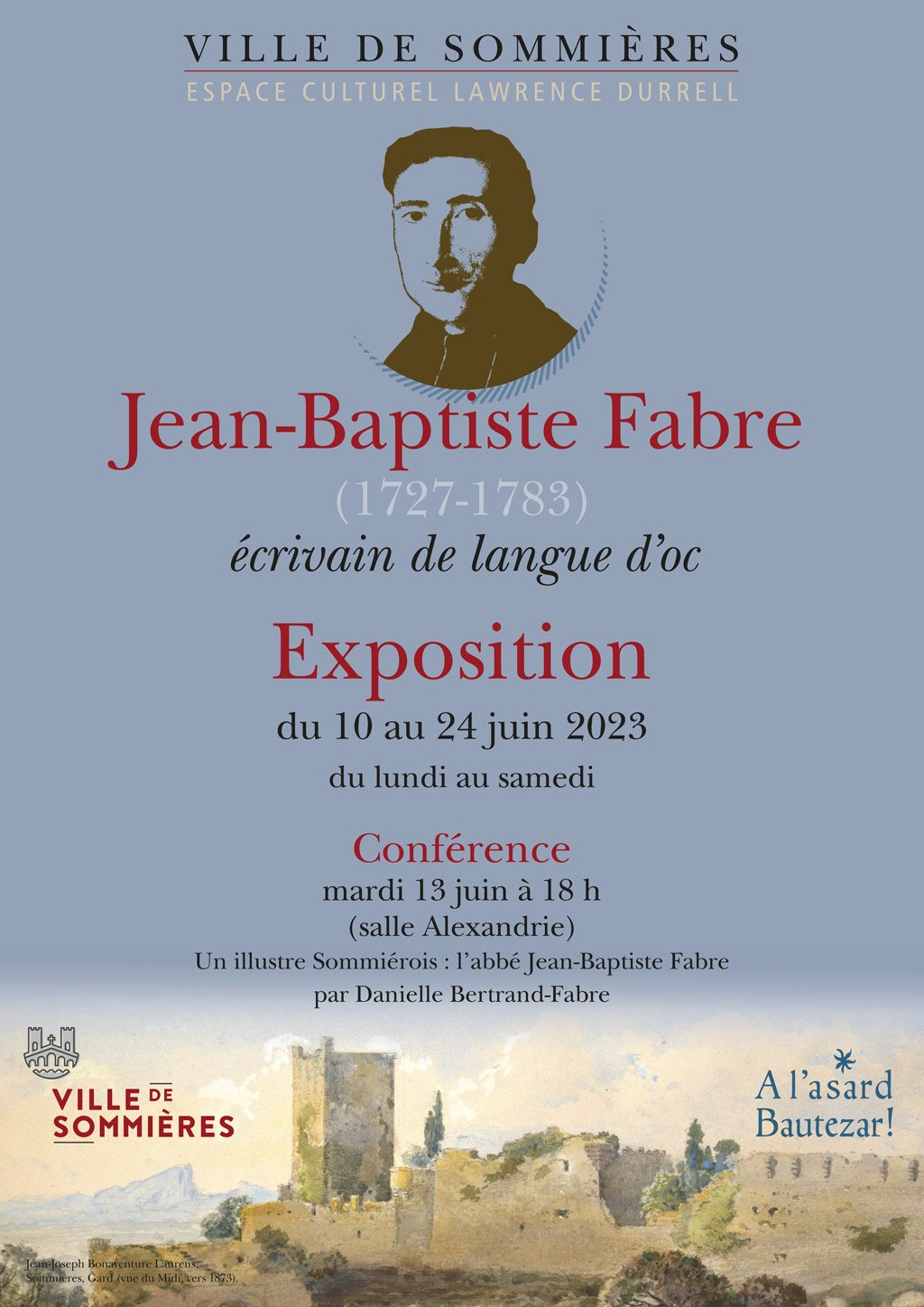 Affiche annonçant l'exposition J.-B. Fabre à Sommières